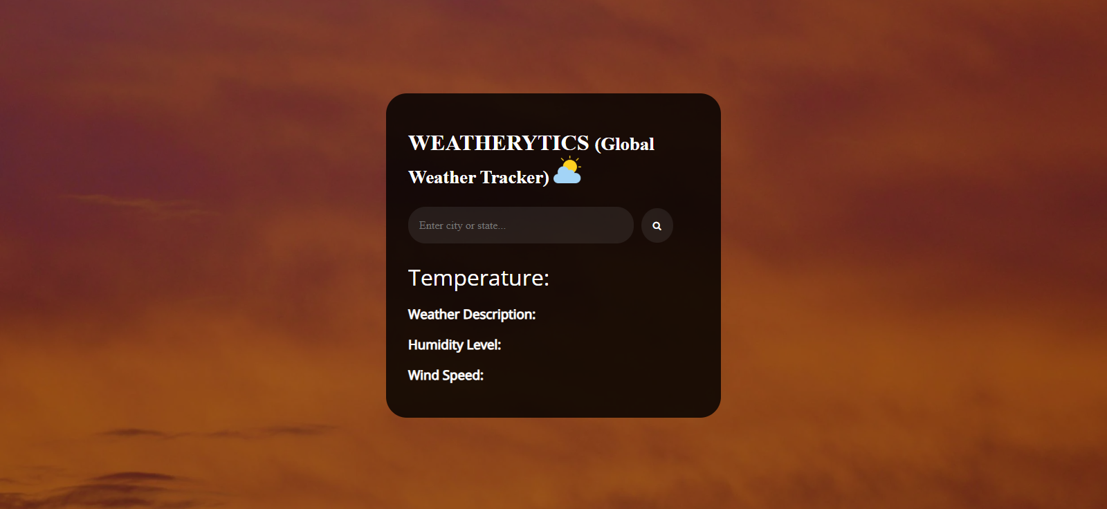 Weatherytics weather tracker screenshot